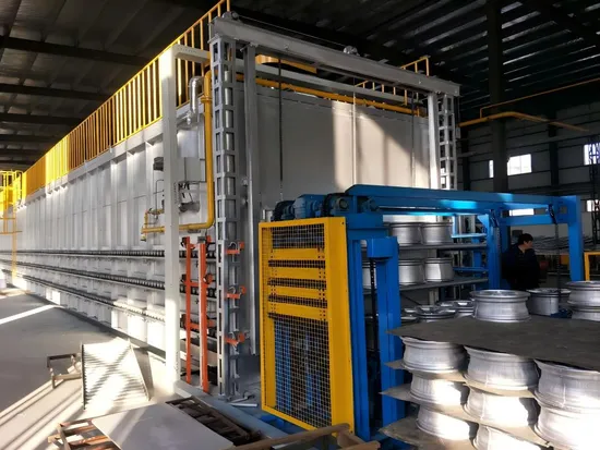 Continuous Roller Conveyor Aluminum Alloy Automible Wheel Solution Quenching and Aging Heat Treatment Industrial Furnace 